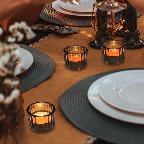 WDHODEC Amber Candle Holders Set of 24, Glass Tealight Votive Candle Holders for WeddingTable Birthday Party Decoration in Saudi Arabia