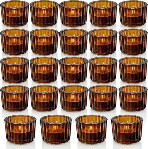 WDHODEC Amber Candle Holders Set of 24, Glass Tealight Votive Candle Holders for WeddingTable Birthday Party Decoration in Saudi Arabia