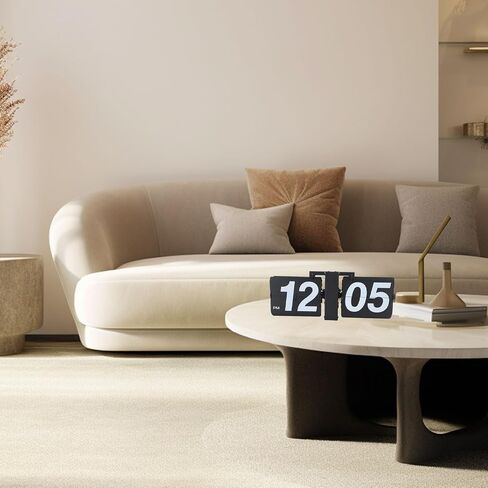 Retro Flip Desk Shelf Clock, Modern Digital Mechanical Auto Flip Down Clock,12 Hours Vintage Table Desk Clock Home Decor Ideal for Home Office Christmas (Black) in Saudi Arabia
