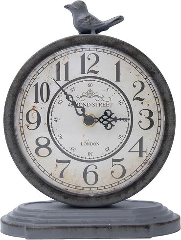 HZDHCLH Vintage Table Clock with Bird,Retro Mantel Clock Battery Operated,Metal Clock for Living Room Shelf Desk Table Fireplace Decor (Green) in Kuwait