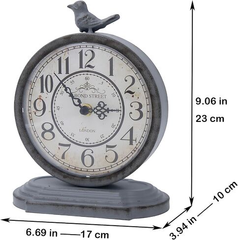 HZDHCLH Vintage Table Clock with Bird,Retro Mantel Clock Battery Operated,Metal Clock for Living Room Shelf Desk Table Fireplace Decor (Green) in Kuwait