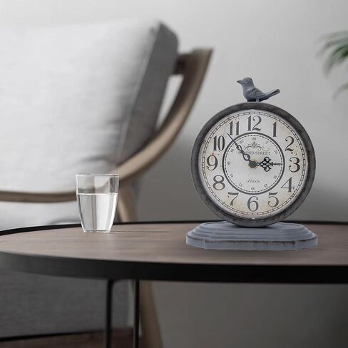 HZDHCLH Vintage Table Clock with Bird,Retro Mantel Clock Battery Operated,Metal Clock for Living Room Shelf Desk Table Fireplace Decor (Green) in Kuwait