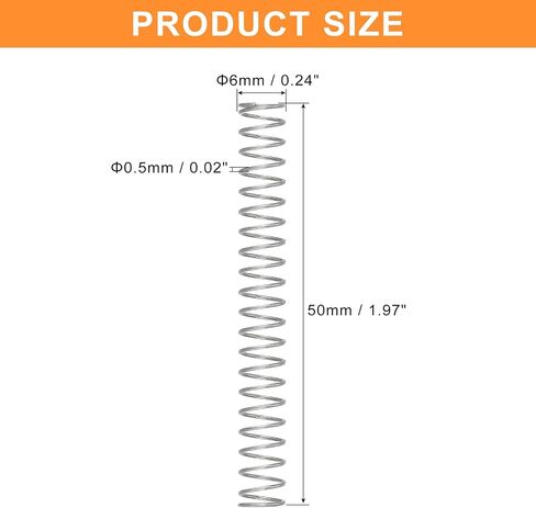 uxcell 5Pcs Compression Spring, Wire Diameter 0.02", OD 0.24", Free Length 1.97" 304 Stainless Steel Coil Mechanical Compressed Spring, Silver in Saudi Arabia