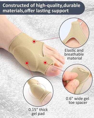 2 Pcs Bunion Corrector for Women Men Bunion Pain Relief, Big Toe Straighteners, Breathable Bunion Correction Socks with Built-in Gel Pad, Big Toe Spacer Separators (Beige) in Saudi Arabia