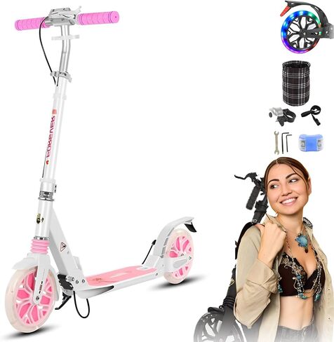 Commuter Adult Scooter 300 lbs Capacity, Big Wheels Scooters, Sport Folding Kick Scooter for Kids 10 Years and up, 4 Adjustable Levels, Bearing ABEC 9, 15 lbs in Saudi Arabia