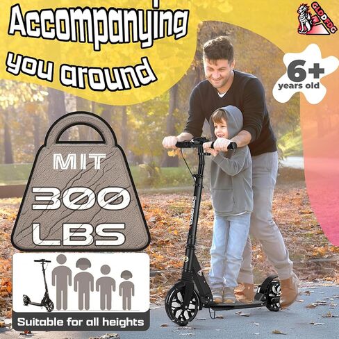 Commuter Adult Scooter 300 lbs Capacity, Big Wheels Scooters, Sport Folding Kick Scooter for Kids 10 Years and up, 4 Adjustable Levels, Bearing ABEC 9, 15 lbs in Saudi Arabia