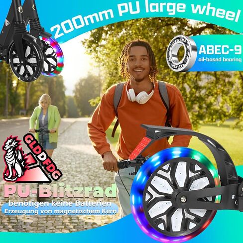 Commuter Adult Scooter 300 lbs Capacity, Big Wheels Scooters, Sport Folding Kick Scooter for Kids 10 Years and up, 4 Adjustable Levels, Bearing ABEC 9, 15 lbs in Saudi Arabia
