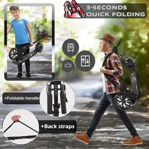 Commuter Adult Scooter 300 lbs Capacity, Big Wheels Scooters, Sport Folding Kick Scooter for Kids 10 Years and up, 4 Adjustable Levels, Bearing ABEC 9, 15 lbs in Saudi Arabia