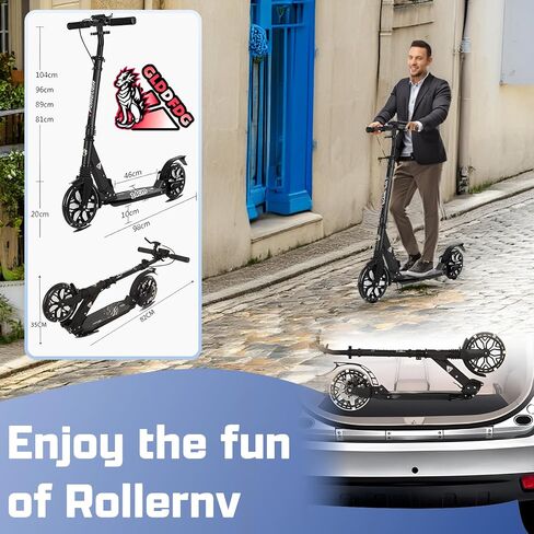 Commuter Adult Scooter 300 lbs Capacity, Big Wheels Scooters, Sport Folding Kick Scooter for Kids 10 Years and up, 4 Adjustable Levels, Bearing ABEC 9, 15 lbs in Saudi Arabia