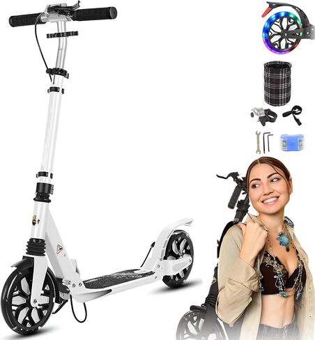Commuter Adult Scooter 300 lbs Capacity, Big Wheels Scooters, Sport Folding Kick Scooter for Kids 10 Years and up, 4 Adjustable Levels, Bearing ABEC 9, 15 lbs in Saudi Arabia