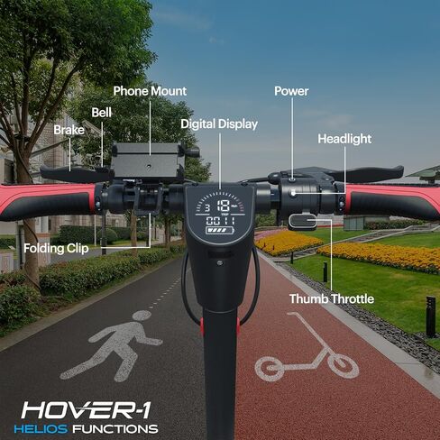 Hover-1 Helios Electric Folding Scooter, 18 MPH Top Speed, 24 Mile Range, 500 Watts Max Power, 10" Pneumatic Tires, Rear Disc Brakes, and Dual Front Suspension in Saudi Arabia