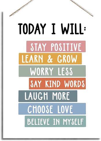 Stay Positive Sign, Decorative Hanging Wood Plaque for Wall, Mental Health Decor, Positive Home Decor, Inspirational Wood Sign, Positive Thinking Decoration for Home Office, Encouragement Gift in Saudi Arabia