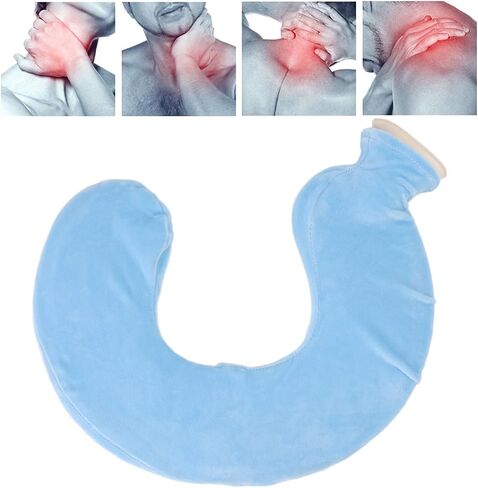 U Shaped Hot Water Bottle Warm Neck Soft Rubber Hot Water Bag with Detachable Cloth Cover (Beige) in Saudi Arabia