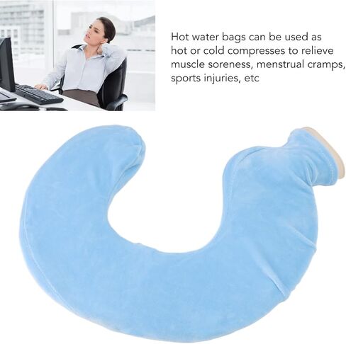 U Shaped Hot Water Bottle Warm Neck Soft Rubber Hot Water Bag with Detachable Cloth Cover (Beige) in Saudi Arabia
