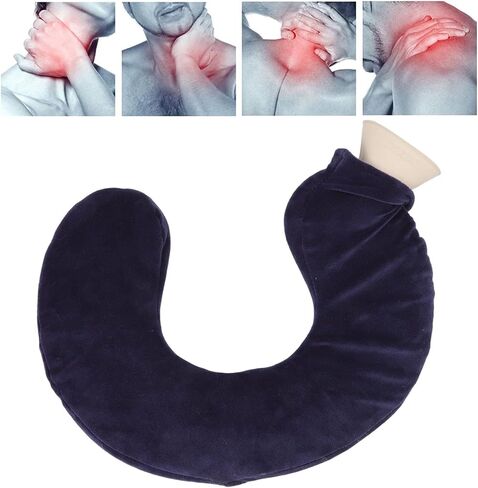 U Shaped Hot Water Bottle Warm Neck Soft Rubber Hot Water Bag with Detachable Cloth Cover (Beige) in Saudi Arabia