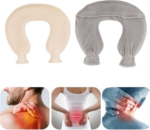 Hot Water Bag, Hot Water Bottles, PVC Material Hot Water Bag, Hot Water Bottle with Soft Cover, 1L Hot Water Bottle U Shaped Hot Water Bag for Winter Neck Shoulder Warm with Soft Cover(Grey) in Saudi Arabia