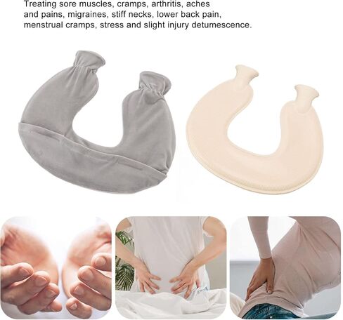 Hot Water Bag, Hot Water Bottles, PVC Material Hot Water Bag, Hot Water Bottle with Soft Cover, 1L Hot Water Bottle U Shaped Hot Water Bag for Winter Neck Shoulder Warm with Soft Cover(Grey) in Saudi Arabia