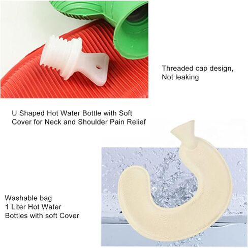 Hot Water Bag, Hot Water Bottles, PVC Material Hot Water Bag, Hot Water Bottle with Soft Cover, 1L Hot Water Bottle U Shaped Hot Water Bag for Winter Neck Shoulder Warm with Soft Cover(Grey) in Saudi Arabia