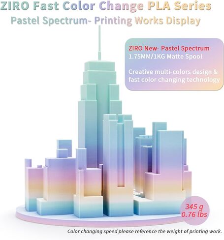 ZIRO PLA Filament 1.75 مم، خيوط طابعة ثلاثية الأبعاد متعددة الألوان غير لامعة، تغيير متدرج اللون PLA، تغيير سريع للون حسب الطول، يناسب معظم طابعات FDM، دقة الأبعاد +/-0.03 مم، طيف باستيل 1 كجم in Kuwait