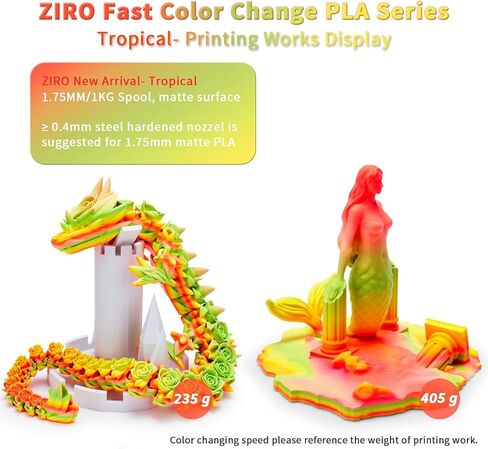 ZIRO PLA Filament 1.75 مم، خيوط طابعة ثلاثية الأبعاد متعددة الألوان غير لامعة، تغيير متدرج اللون PLA، تغيير سريع للون حسب الطول، يناسب معظم طابعات FDM، دقة الأبعاد +/-0.03 مم، طيف باستيل 1 كجم in Kuwait