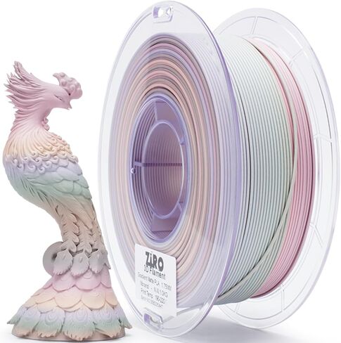 ZIRO PLA Filament 1.75 مم، خيوط طابعة ثلاثية الأبعاد متعددة الألوان غير لامعة، تغيير متدرج اللون PLA، تغيير سريع للون حسب الطول، يناسب معظم طابعات FDM، دقة الأبعاد +/-0.03 مم، طيف باستيل 1 كجم in Kuwait