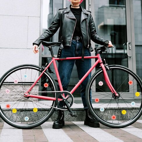 INOOMP 50 قطعة عجلة دراجة زهرة المتحدث الخرز الملونة الزهور البلاستيكية عجلة الدراجة المتحدث الدراجات المتحدث زينة الدراجة المتحدث يغطي للدراجات المتحدث الملحقات in Kuwait