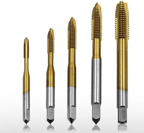 حنفية لولبية بنقطة توصيل حلزونية، 5 قطع براغي مترية مطلية بالتيتانيوم، براغي آلة التنصت لقم M3 M4 M5 M6 M8 أدوات الخيوط in Kuwait