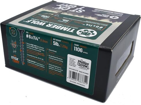 براغي الحوائط الجافة - براغي بناء الحوائط الجافة شديدة التحمل مع لقمة تأثير PSD ACR مقاس 2 بوصة، وأضلاع التثبيت، وتقنية الالتصاق، ومجموعة إصلاح الحوائط الجافة، مقاس 6X1 1/4 صندوق 5LB (عدد 1106) in Kuwait