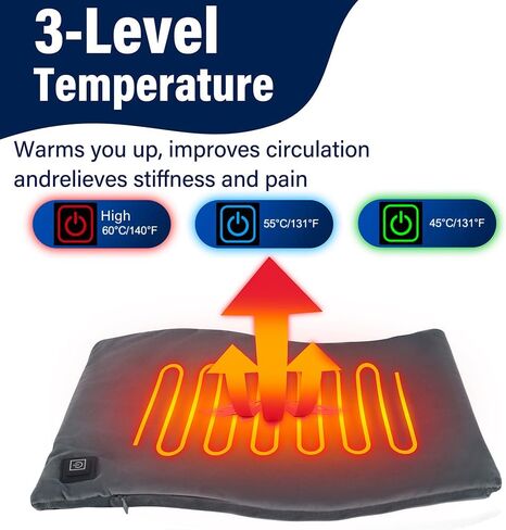 USB Heating Pad, Portable 5V Electric Heat Pad for Pain Relief - Neck, Back, Shoulders, Abdomen Cramps - Heated Travel Blanket for Car with Auto Shut off 17x14 Inch (No Build in Battery) in Kuwait