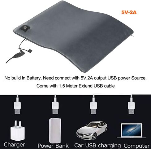 USB Heating Pad, Portable 5V Electric Heat Pad for Pain Relief - Neck, Back, Shoulders, Abdomen Cramps - Heated Travel Blanket for Car with Auto Shut off 17x14 Inch (No Build in Battery) in Kuwait