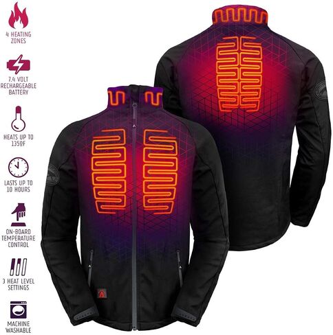 7V Battery Heated Jacket for Men - Softshell Heating Jacket - Winter Jacket for Skiing and Outdoors - Black in Saudi Arabia