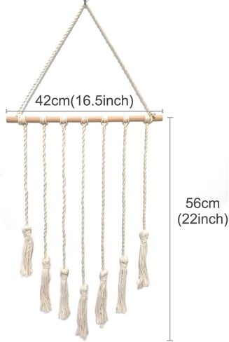 Macrame Wall Hanging Photo Display Boho Decor Wall Tapestry Picture Organizer (Off White) in Kuwait