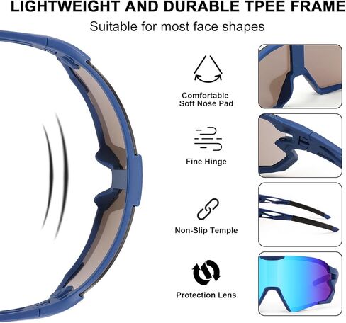نظارات شمسية من Karsaer Vision لركوب الدراجات للشباب والبالغين والمراهقين والأطفال من سن 8 إلى 14 عامًا للنساء والرجال ورياضة البيسبول وصيد الأسماك والجري in Kuwait