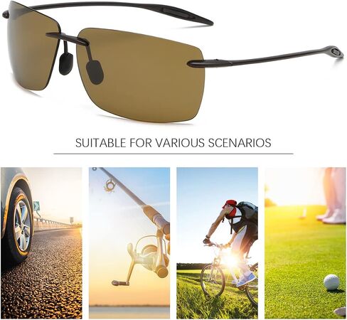 Rimless Polarized Sports Sunglasses for Men Women Driving Running Fishing Golf 100% UV Blocking Glasses Mirror Shades in Saudi Arabia