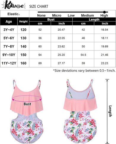 Girls One Piece Swimsuit Ring Linked Cute Swimwear Adjustable Strap Floral Beach Bathing Suit 3-12 Years in Kuwait