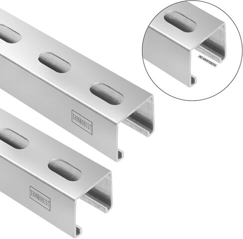 مسار عربة IRONROBUST بطول 4.75 قدم، 1-5/8 بوصة واسعة وعالية 12 قناة معدنية من الفولاذ على شكل حرف U مع أخدود شريط فولاذي مجلفن سميك، قوي ومتين.، فضي - قطعتان in Kuwait