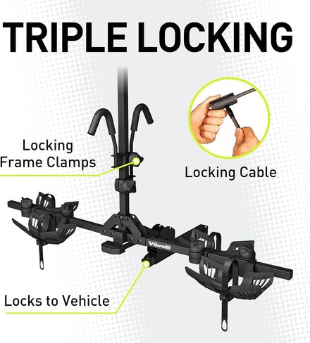Vibrelli Hitch Bike Rack - 2 Ebike Rack - Fits Fat Tire, Mountain Bike, Electric Bikes, Road - 65lbs per Bike - Patented Anti-Wobble - Cars & SUV - Tilting Folding Platform Car Racks, 2-Inch Receiver in Saudi Arabia
