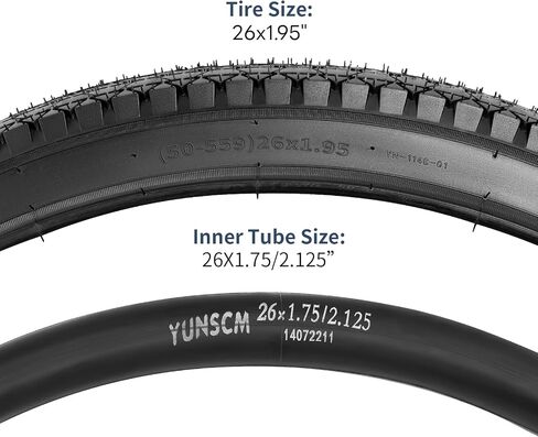 YUNSCM 2-PCS 26" إطارات الدراجة 26x1.95/50-559 و26" أنابيب الدراجة صمام شريدر متوافق مع 26x1.75 26x1.90 26 x 1.95 26x2.0 إطارات وأنابيب الدراجة (P-123A) in Saudi Arabia