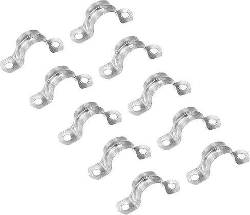uxcell Rigid Pipe Strap, 16pcs 1 Inch (25mm) Two Hole Strap U Bracket Zinc Plated Steel Tension Tube Clip Clamp for Pipe Fixing in Saudi Arabia