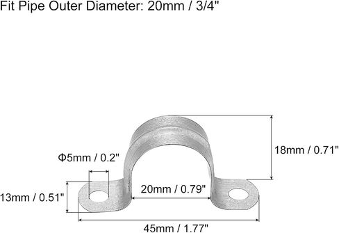 uxcell Rigid Pipe Strap, 16pcs 1 Inch (25mm) Two Hole Strap U Bracket Zinc Plated Steel Tension Tube Clip Clamp for Pipe Fixing in Saudi Arabia