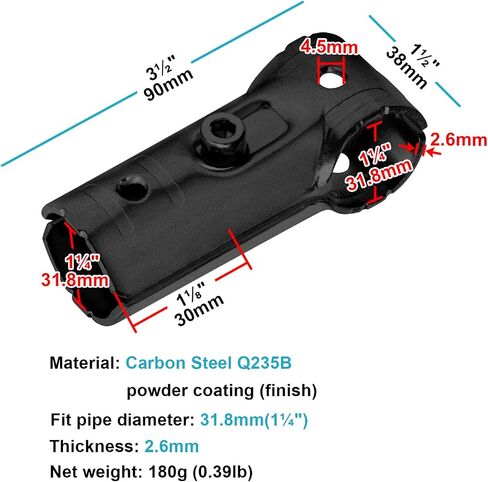 eoere 10 Sets Black 1-1/4" x 1-1/4" O.D. T Pipe Clamp Connector Chain Link Fence Clamp, Carbon Steel Tee Chain Link Fence End Rails Clamps for 1-1/4" OD Pipe, Thickness 2.6 mm in Saudi Arabia