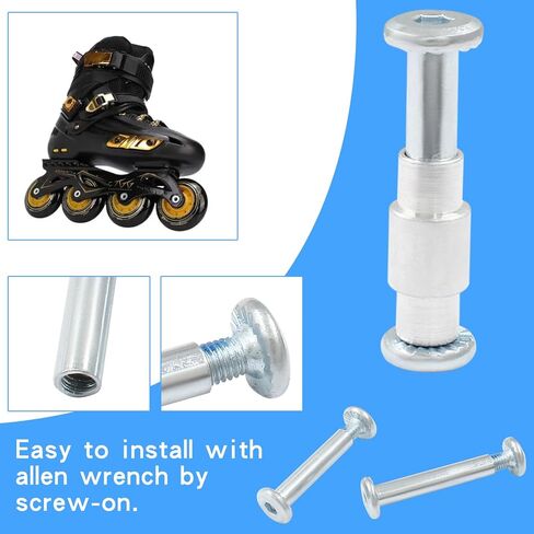 Luomorgo 20 قطعة/1 مجموعة برغي فاصل محور عجلة التزلج المضمنة، 6 مم/15/64 بوصة OD محاور مقبس سداسي للتزلج الأسطواني مع مفتاح ربط M4 Allen in Kuwait