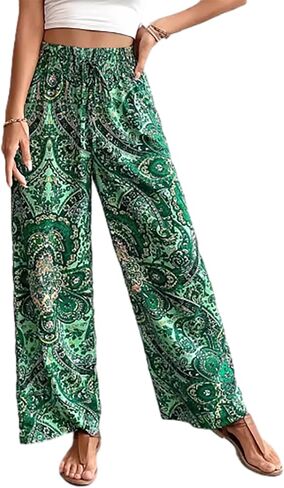 Palazzo Pants for Women 2024 High Waisted Boho Casual Loose Summer Wide Leg Pants in Saudi Arabia
