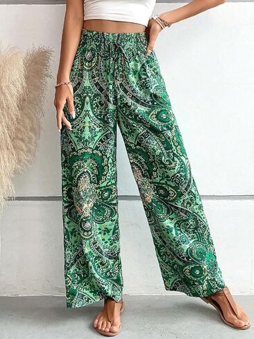 Palazzo Pants for Women 2024 High Waisted Boho Casual Loose Summer Wide Leg Pants in Saudi Arabia