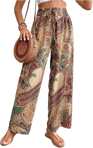 Palazzo Pants for Women 2024 High Waisted Boho Casual Loose Summer Wide Leg Pants in Saudi Arabia
