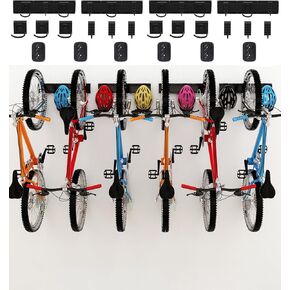 Dirza Bike Storage Rack 68 inch with Bike Tire Wall Protectors Wall Mount Garage Bike Hanger for 6 Bikes Adjustable Bike Hooks for Home indoor Holds Up to 500lbs(6 bike hooks + 6 bike accessory hooks)