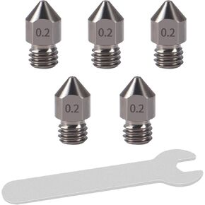 Aokin 5 Pcs 0.6mm Hardened Steel Nozzles MK8 Nozzles 3D Printer Nozzles with High Temperature Wear Resistant for Creality Ender 3/3 Pro/3 V2, Ender 5/5 Pro, CR-10/10S, Makerbot, with Flat Wrench