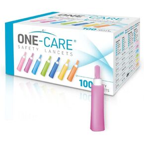MediVena ONE-CARE Safety Lancets, Contact-Activated, 28G x 1.8mm, Box of 100