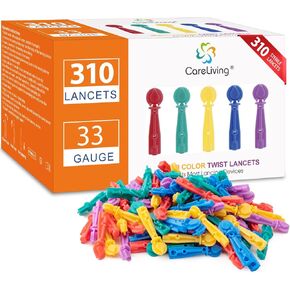 Lancets for Diabetes Testing - 33 Gauge Diabetic Lancets for Blood Testing and Glucose Testing - Fits Most Lancing Devices - 310 Count (Colourful)