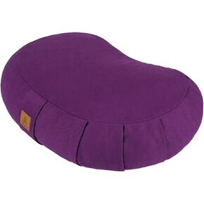 Crescent Zafu Meditation Pillow, D=17" W=11" H=5.5" Zabuton Yoga Bolster, Meditation Cushion, Floor Pouf Yoga Pillow Zippered Organic Cotton Cover Natural Buckwheat kneeling pillow - Large